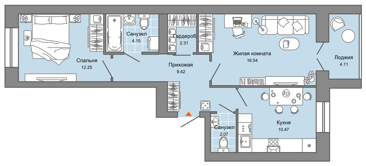 59 м², 2-комнатная квартира 6 922 736 ₽ - изображение 23