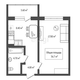 Квартира 36,7 м², 1-комнатная - изображение 1