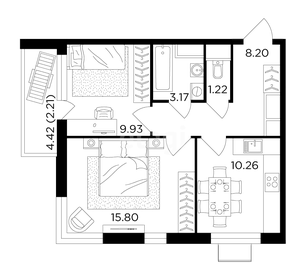 Квартира 50,7 м², 2-комнатная - изображение 1