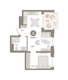 43 м², 1-комнатная квартира 24 500 000 ₽ - изображение 9