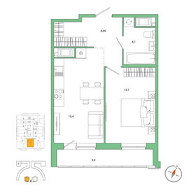 Квартира 45,8 м², 1-комнатная - изображение 1