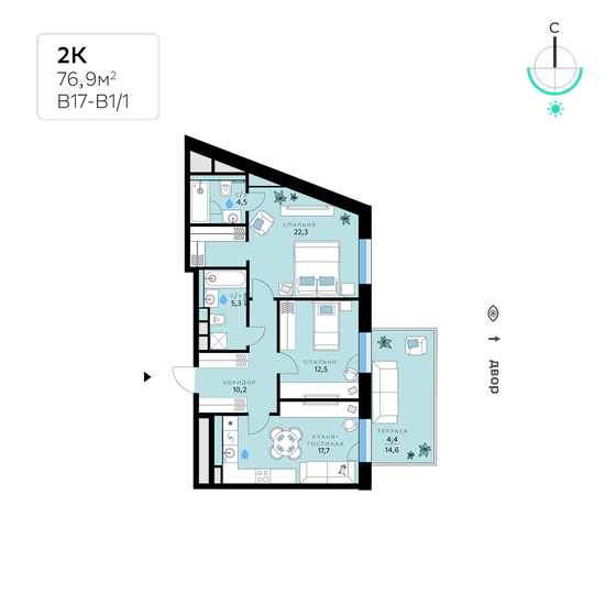 76,9 м², 2-комнатная квартира 37 058 112 ₽ - изображение 1