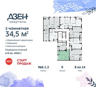 34,5 м², 1-комнатная квартира 10 968 640 ₽ - изображение 7