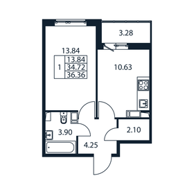 Квартира 36,4 м², 1-комнатная - изображение 2