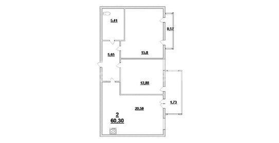 Квартира 60,3 м², 2-комнатная - изображение 1