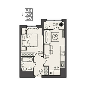 34,4 м², 1-комнатная квартира 5 502 400 ₽ - изображение 22