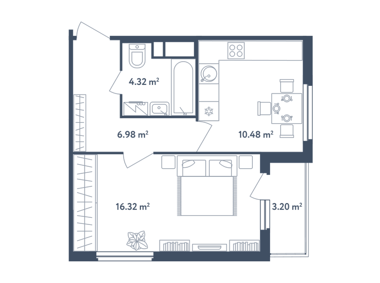 39,7 м², 1-комнатная квартира 6 868 100 ₽ - изображение 1