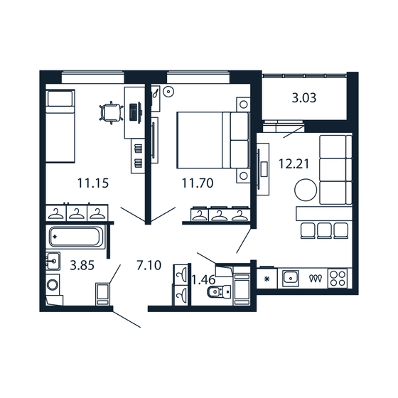 49 м², 2-комнатная квартира 8 162 888 ₽ - изображение 19