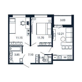 49,8 м², 2-комнатная квартира 8 370 000 ₽ - изображение 108