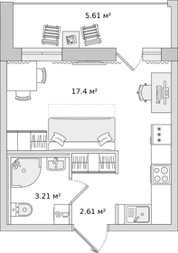 24,5 м², квартира-студия 4 600 000 ₽ - изображение 23