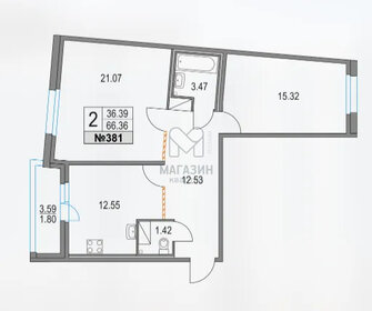 Квартира 66,4 м², 2-комнатная - изображение 2