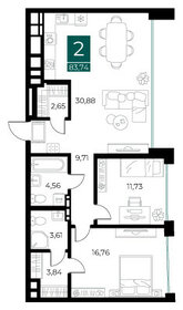 84,3 м², 2-комнатная квартира 13 480 000 ₽ - изображение 21