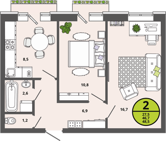 46,6 м², 2-комнатная квартира 4 776 500 ₽ - изображение 13
