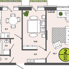 Квартира 46,7 м², 2-комнатная - изображение 2