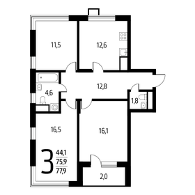 77,9 м², 3-комнатная квартира 18 111 750 ₽ - изображение 34