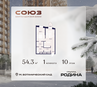 Квартира 54,3 м², 1-комнатная - изображение 1