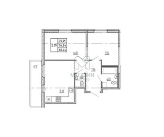 Квартира 56,2 м², 2-комнатная - изображение 1