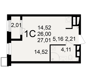 Квартира 27 м², студия - изображение 1