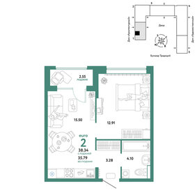 Квартира 38,3 м², 2-комнатная - изображение 1