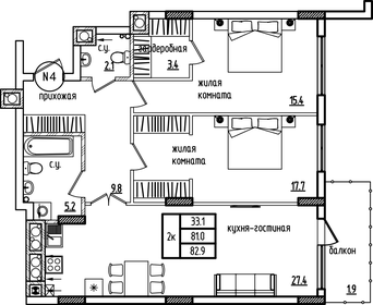 67,1 м², 2-комнатная квартира 9 000 000 ₽ - изображение 59