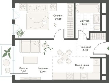 42,5 м², 1-комнатная квартира 20 550 000 ₽ - изображение 74