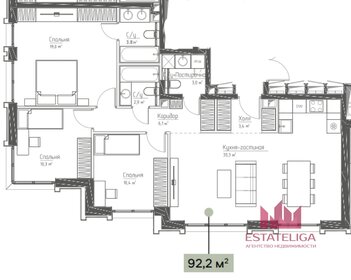 Квартира 92,2 м², 3-комнатная - изображение 1