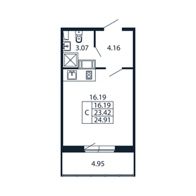 Квартира 24,9 м², студия - изображение 4