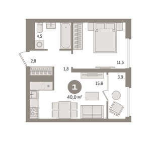 43,4 м², 2-комнатная квартира 6 500 000 ₽ - изображение 84