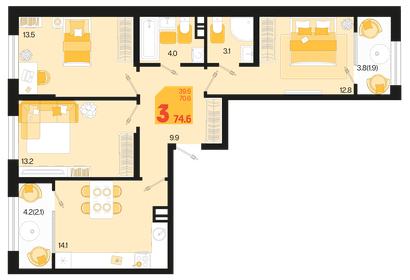 76,8 м², 3-комнатная квартира 10 060 800 ₽ - изображение 15