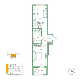 43 м², 1-комнатная квартира 3 590 000 ₽ - изображение 15