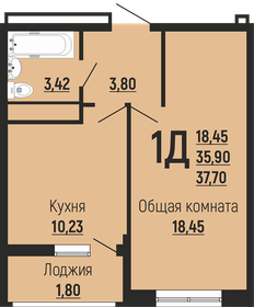 37,4 м², 1-комнатная квартира 5 282 000 ₽ - изображение 8