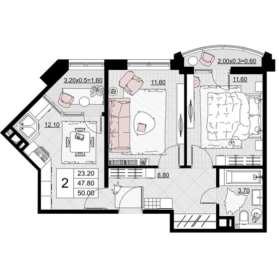 50 м², 2-комнатная квартира 15 250 000 ₽ - изображение 1