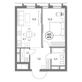 Квартира 47,4 м², 1-комнатная - изображение 1