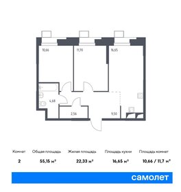 Квартира 55,2 м², 2-комнатные - изображение 1