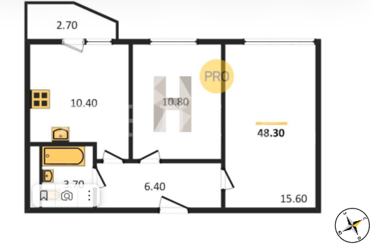 48,1 м², 2-комнатная квартира 6 089 460 ₽ - изображение 1