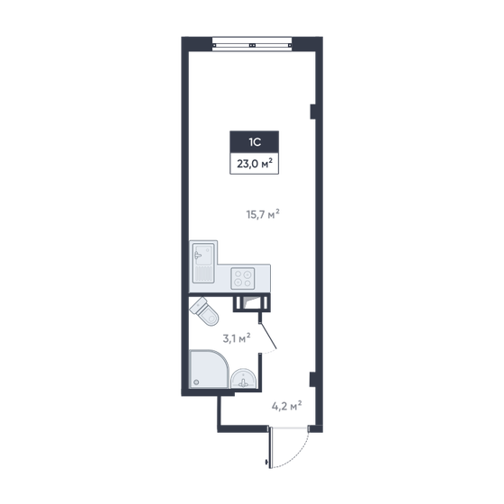 23 м², квартира-студия 3 646 303 ₽ - изображение 1