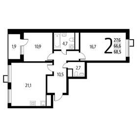 68,5 м², 2-комнатная квартира 16 912 650 ₽ - изображение 32