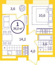34 м², 1-комнатная квартира 4 770 000 ₽ - изображение 39