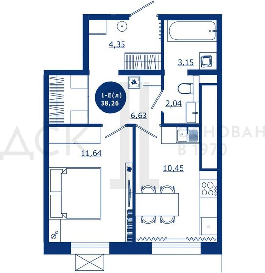 38,3 м², 1-комнатная квартира 6 100 000 ₽ - изображение 1