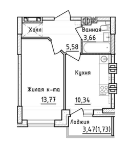 Квартира 34,8 м², 1-комнатная - изображение 1