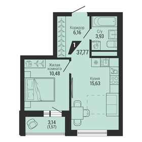 Квартира 37,8 м², 1-комнатная - изображение 1
