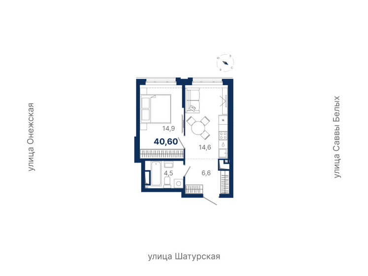 40,6 м², 1-комнатная квартира 7 941 644 ₽ - изображение 1