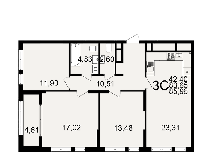 86 м², 3-комнатная квартира 8 810 900 ₽ - изображение 23