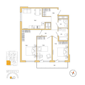 86 м², 3-комнатная квартира 15 900 000 ₽ - изображение 64