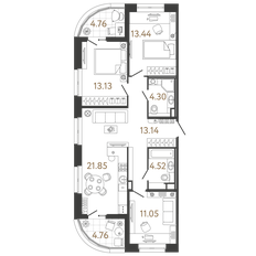 Квартира 81,4 м², 3-комнатная - изображение 2