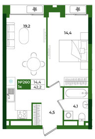 Квартира 42,2 м², 1-комнатная - изображение 1