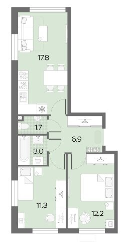 60,5 м², 3-комнатная квартира 144 150 000 ₽ - изображение 16