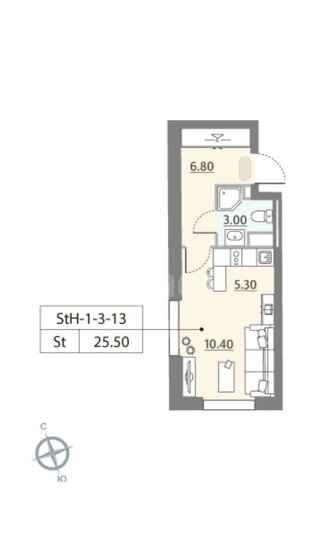 25,5 м², 1-комнатная квартира 15 000 000 ₽ - изображение 1