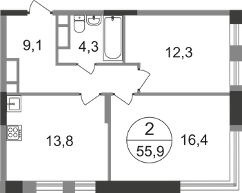 54,9 м², 2-комнатная квартира 14 573 488 ₽ - изображение 62