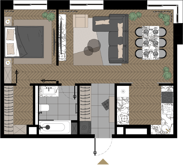 58,1 м², 1-комнатные апартаменты 33 254 484 ₽ - изображение 1